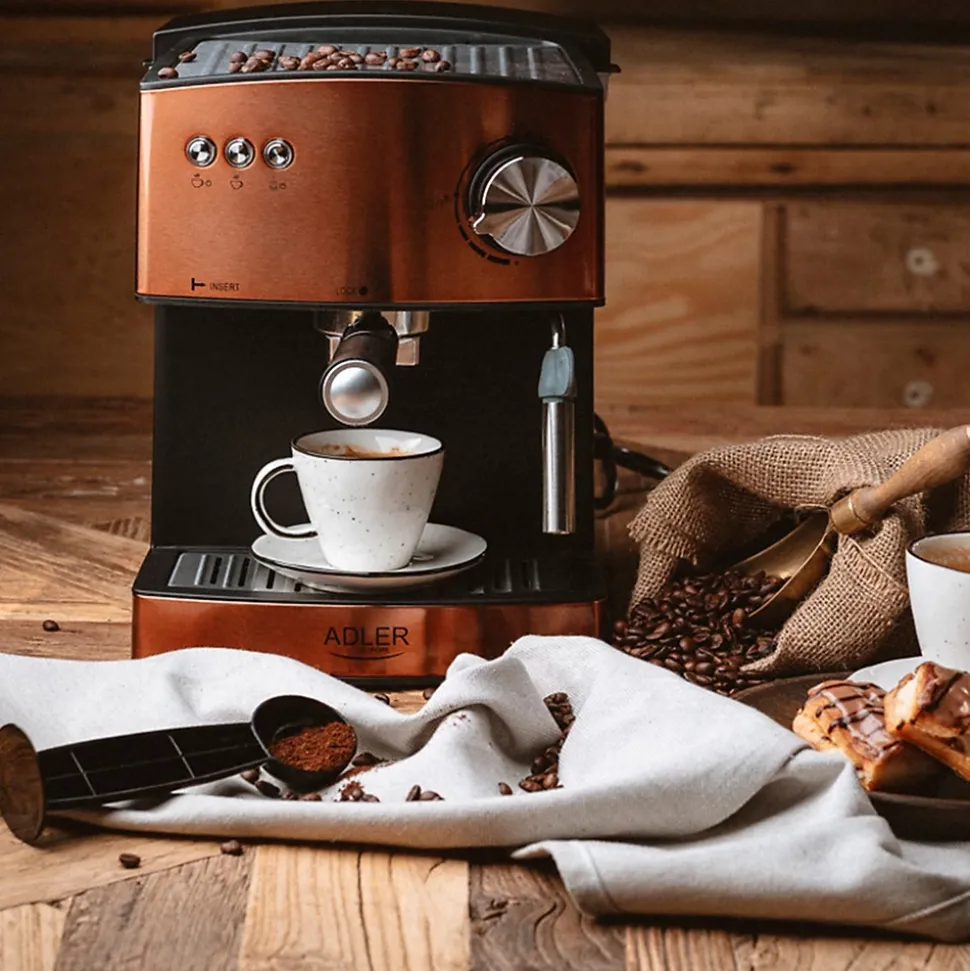 Machine à café, cafetière expresso Adler AD 4404cr, 15 bars, 850W, Cuivre