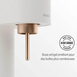 Machine à eau pétillante en aluminium (sans cylindre de CO2) avec une bouteille de gazéification d'1 litre - Blanc-Cuivre