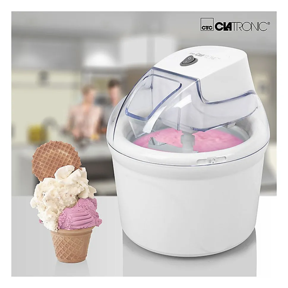 Machine à glace/Sorbetière duo deux compartiments Clatronic ICM 3764 Blanc