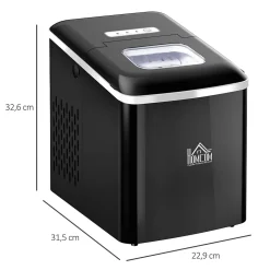 Machine à glaçon 120 W - capacité réservoir eau 1,8 L - capacité réservoir glace 0,8 Kg - cuillère et panier inclus - PP noir