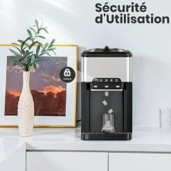 Machine à Glaçons 3 en 1 avec Glace 18KG 24H Eau Chaude et Froide Distributeur d eau avec Réservoir 3 L Contrôle Tactile