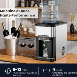Machine à Glaçons 3 en 1 avec Glace 18KG 24H Eau Chaude et Froide Distributeur d eau avec Réservoir 3 L Contrôle Tactile