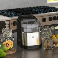 Machine à glaçons 1,7 L - réservoir glace 0,9 Kg - pelle, panier - gris noir