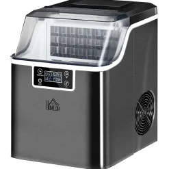 Machine à glaçons - 130W 3,2L 20Kg/24h 24 glaçons/14-18min - réservoir glace 1,2Kg - acier noir