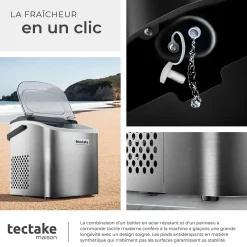 Machine à glaçons capacité de 1,2 L avec 2 tailles de glaçons argent