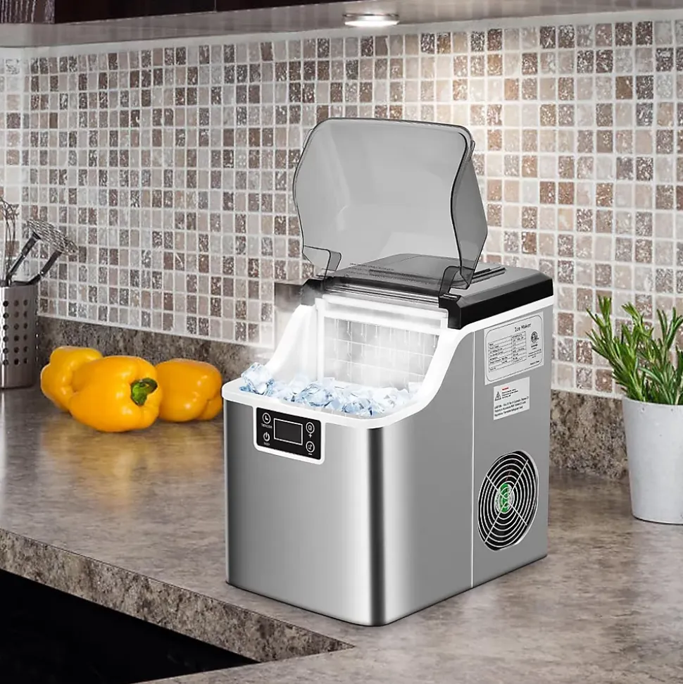 Machine à Glaçons Capacité 18KG en 24H 24 Glaçons en 15 Minutes Automatique Électrique Compact Portable Auto Nettoyage