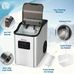 Machine à Glaçons 24kg jour avec Autonettoyage Ice Maker Pelle à Glaçons