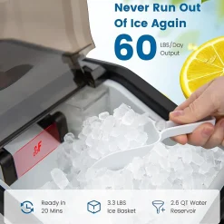 Machine à Glaçons 24kg jour avec Autonettoyage Ice Maker Pelle à Glaçons