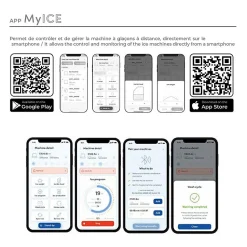Machine à Glaçons Pleins Connectée avec Réserve 28 kg - Icematic - l34- L0.1- P48- h60- Acier Inoxydable