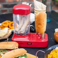 Machine à hot dog LIVOO DOC238RC 340W rouge chili capacité 6 saucisses