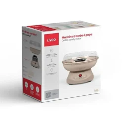 Machine a Barbe a Papa - LIVOO - DOM468C - 450W - Cuve et couvercle amovibles - Cuillere doseuse et 10 sticks en bambou inclus