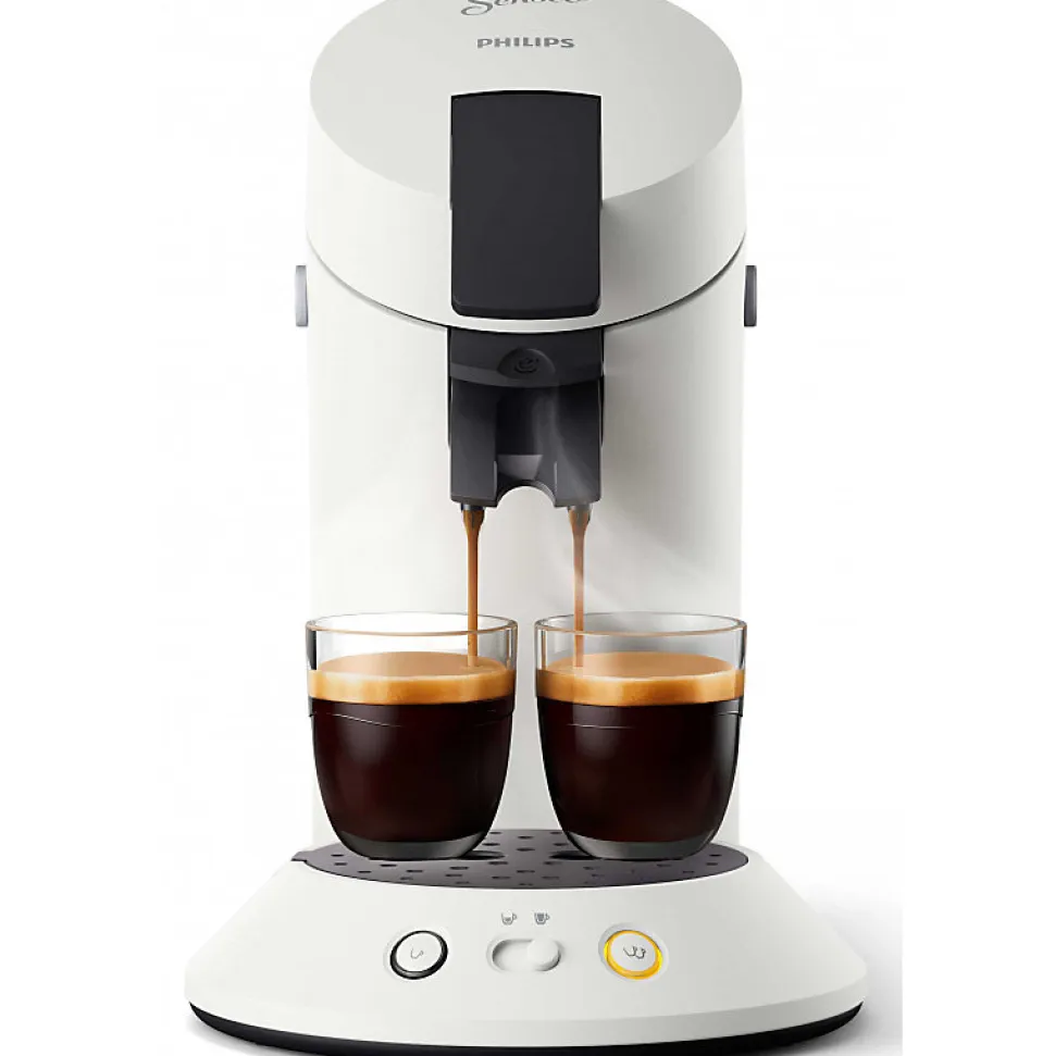 Machine a café dosette SENSEO ORIGINAL+ Philips CSA210/11, Booster d'arômes, Sélecteur d'intensité, 1 ou tasses, Blanc titane