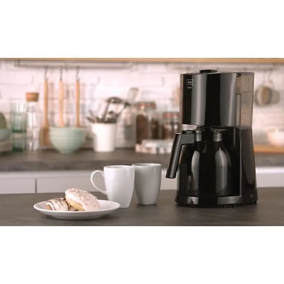 Machine a Cafe - Cafetiere Electrique filtre MELITTA - Enjoy II Therm Noir 1017-06 - 1000W - AromaSelector - Systeme anti-gouttes