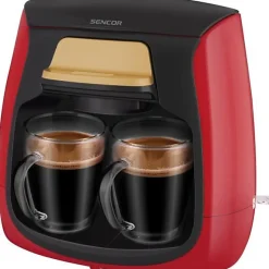 Machine a Cafe - Cafetiere Electrique a café - SENCOR - SCE 2101RD - 0,3 L - 500 W - 2 tasses incluses - Rouge