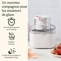 Machine a Glace - Sorbetiere - CUISINART - ICEM10E - 12 W - 475 ml - Blanc