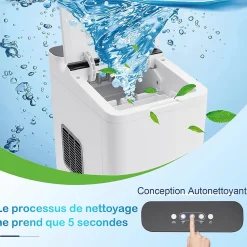 Machine a Glacons 15 KG 24 H Machine a Glace avec Controle de Ecran LED Tactile et Auto Nettoyage Blanc