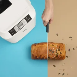 Machine a Pain HKoeNIG - BAKE340 - 12 programmes - 3 niveaux de cuisson - Jusqu'a 800g de pain - 550W - Blanc