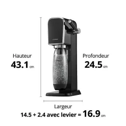 Machine a soda - SODASTREAM ART - Noire - bouteille et cylindre de gazéification inclus