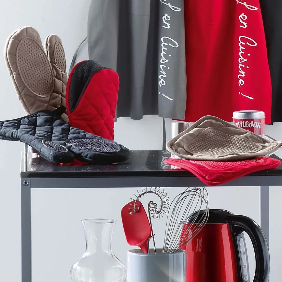 Manique de cuisine avec protection silicone Cuistot Rouge