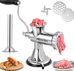 Manuel Hachoir à Viande Acier Inoxydable Multifonction Domestique Lavement Garnissage Saucisse avec ventouse