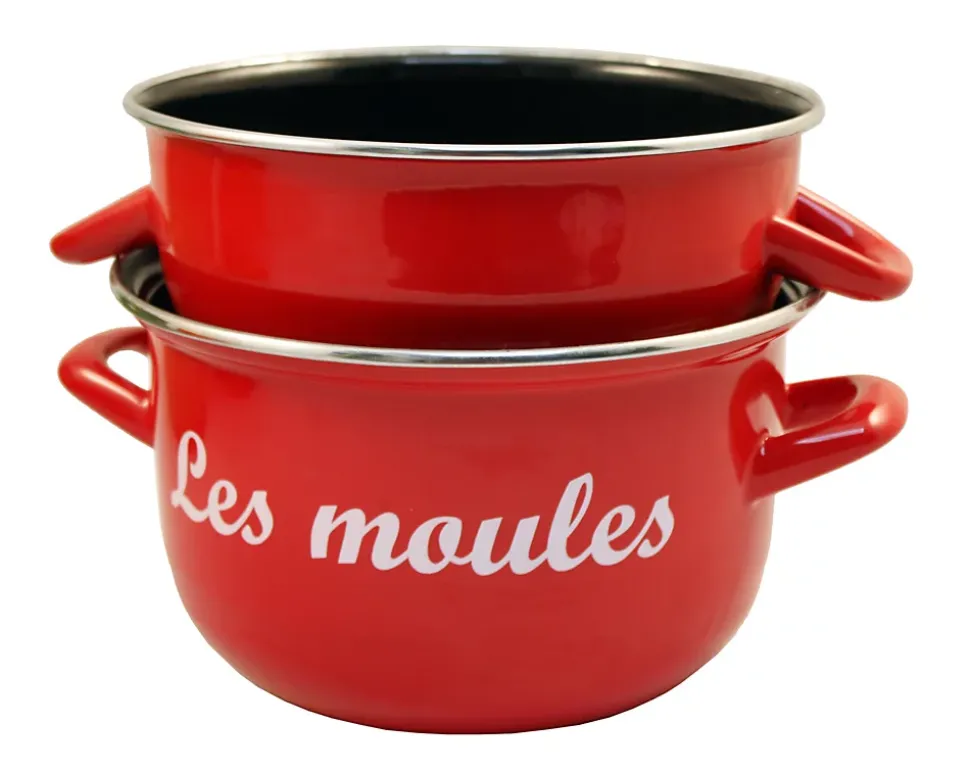 Marmite à moules 24 cm émaillé rouge