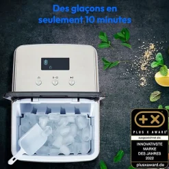 MEDION Machine a glaçons (taille des glaçons petite & grande, réservoir d'eau de 2,6 litres, durée de production courte env. 10