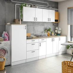 Meuble à suspendre, meuble haut de cuisine mural avec 1 porte coloris blanc brillant - hauteur 59 x longueur 40 x profondeur 34 cm
