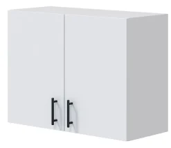 Meuble à suspendre, meuble haut pour cuisine avec 2 portes coloris blanc brillant - hauteur 59 x longueur 80 x profondeur 34 cm