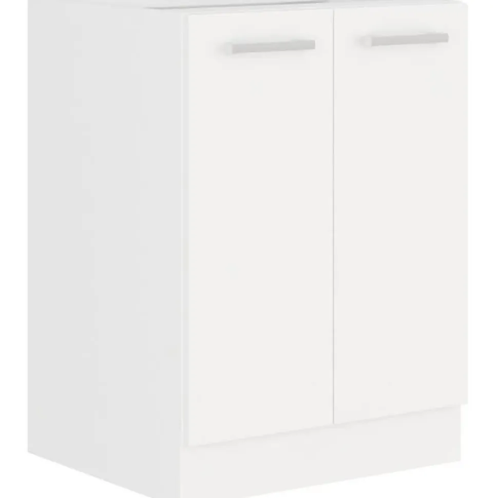 Meuble bas 2 portes ATLAS blanc mat L60 P52 H82 panneaux de particules
