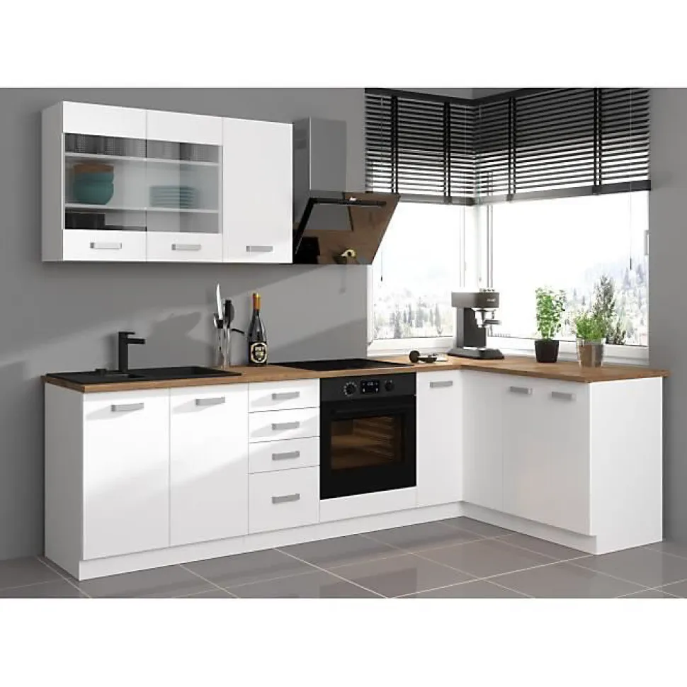 Meuble bas 2 portes ATLAS blanc mat L60 P52 H82 panneaux de particules