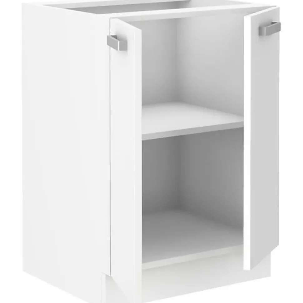 Meuble bas 2 portes ATLAS blanc mat L60 P52 H82 panneaux de particules