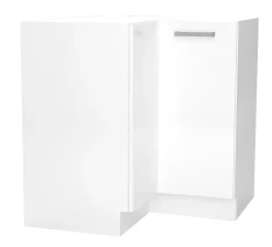 Meuble bas d'angle de cuisine coloris blanc - longueur 78.6 x profondeur 78.6 x hauteur 82 cm