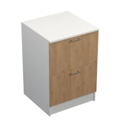 Meuble bas de cuisine 2 casseroliers Primalight décor chêne l. 60 cm x H. 87,9 cm