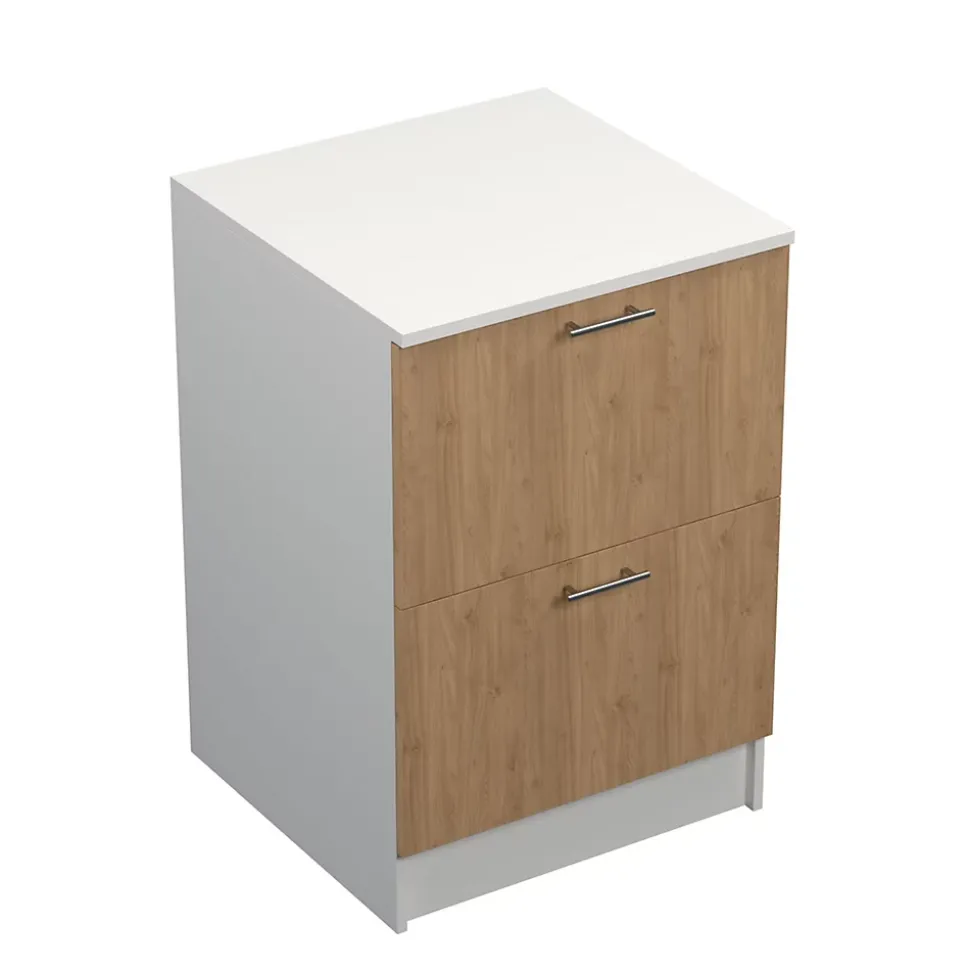 Meuble bas de cuisine 2 casseroliers Primalight décor chêne l. 60 cm x H. 87,9 cm