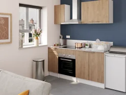 Meuble bas de cuisine 1 porte et 1 tiroir avec plan de travail Primalight décor chêne l. 40 cm x H. 87,9 cm