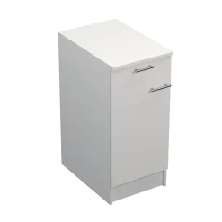 Meuble bas de cuisine 1 porte et 1 tiroir avec plan de travail Primalight blanc mat l. 40 cm x H. 87,9 cm