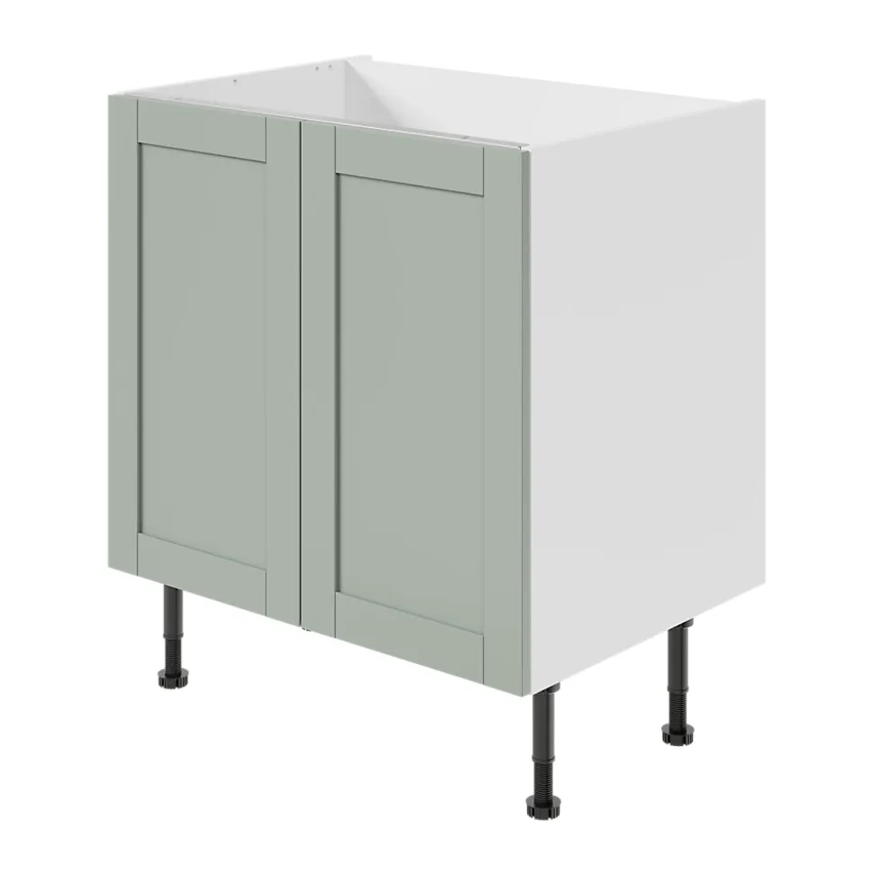 Meuble bas de cuisine avec 2 portes GoodHome Ash vert sauge L. 80 x H. 72 cm