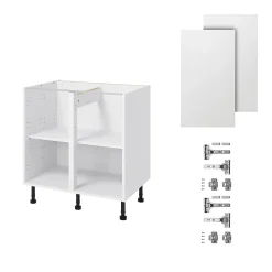 Meuble bas de cuisine avec 2 portes GoodHome Garcinia blanc brillant L. 80 x H. 72 cm