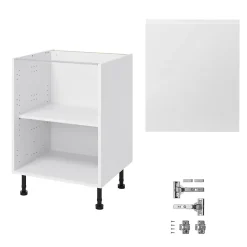 Meuble bas de cuisine avec 1 porte GoodHome Garcinia blanc brillant L. 60 x H. 72 cm