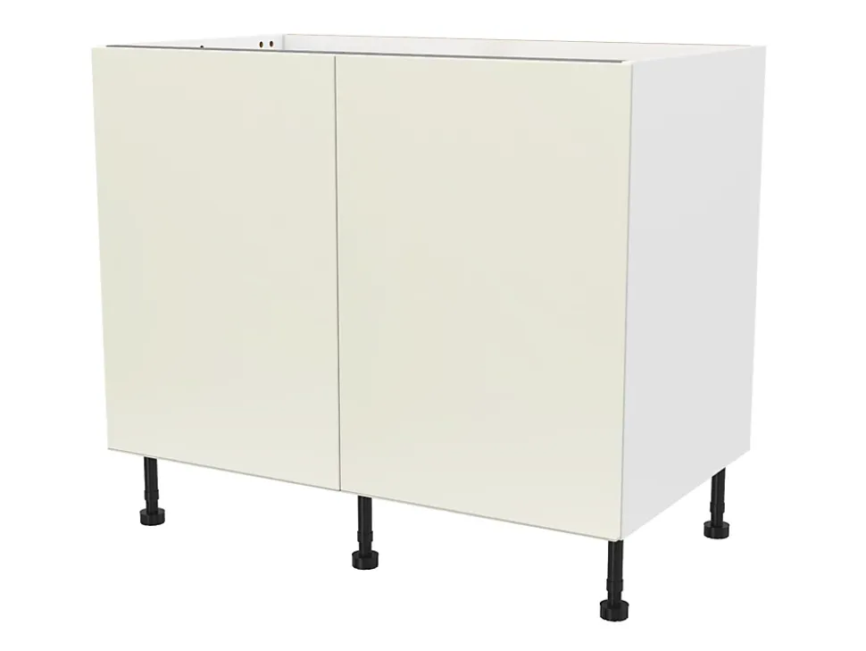 Meuble bas de cuisine avec 2 portes GoodHome Stevia crème brillant L. 100 x H. 72 cm