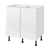 Meuble bas de cuisine avec 2 portes GoodHome Stevia blanc brillant L. 80 x H. 72 cm