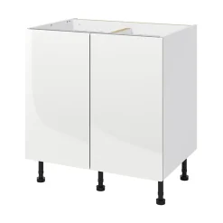 Meuble bas de cuisine avec 2 portes GoodHome Stevia blanc brillant L. 80 x H. 72 cm