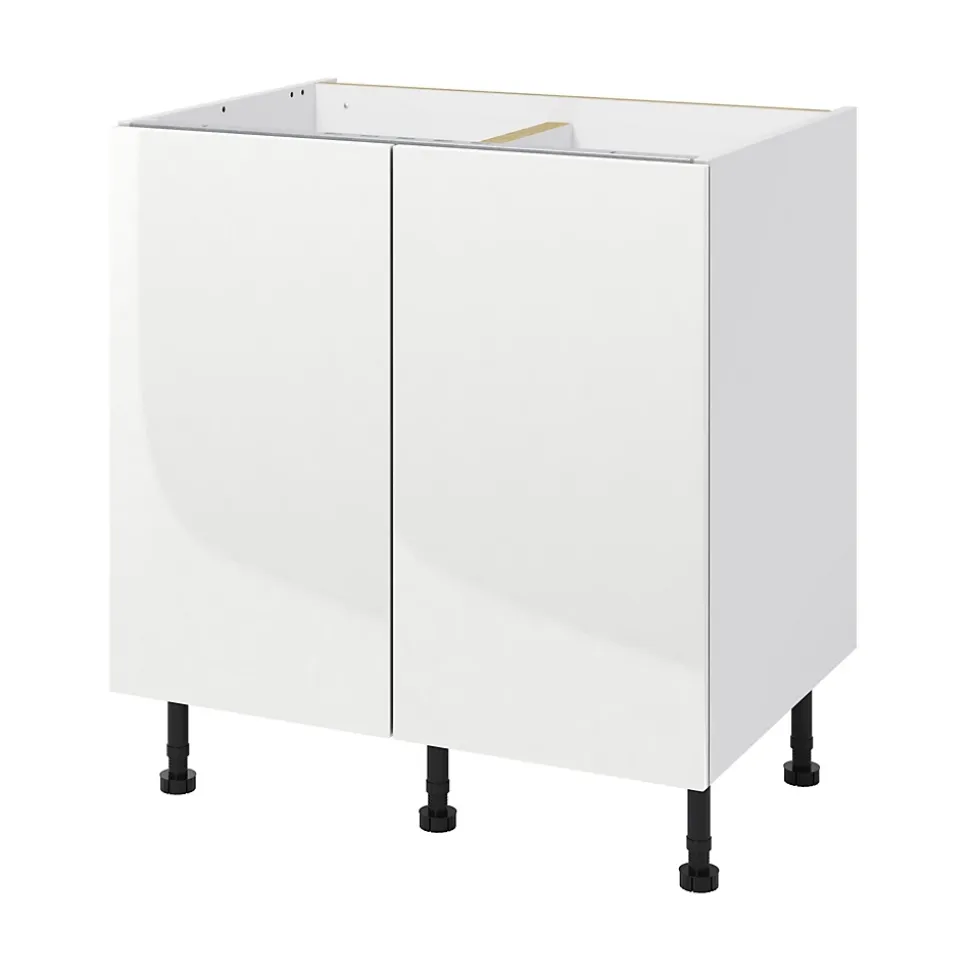 Meuble bas de cuisine avec 2 portes GoodHome Stevia blanc brillant L. 80 x H. 72 cm