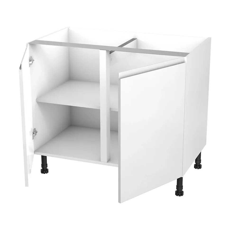 Meuble bas de cuisine avec 2 portes GoodHome Garcinia blanc brillant L. 100 x H. 72 cm
