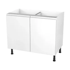 Meuble bas de cuisine avec 2 portes GoodHome Garcinia blanc brillant L. 100 x H. 72 cm