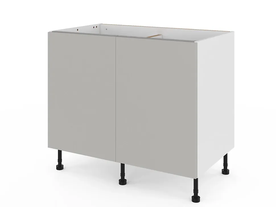 Meuble bas de cuisine avec 2 portes GoodHome Stevia gris mat L. 100 x H. 72 cm