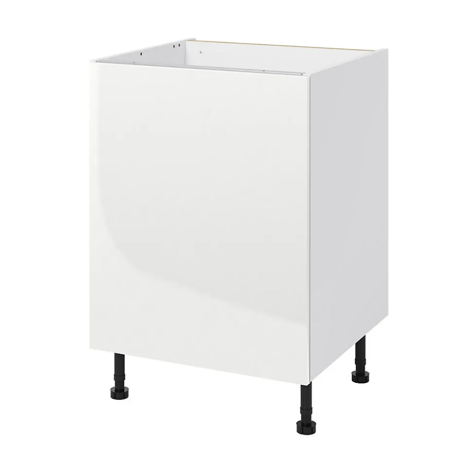 Meuble bas de cuisine avec 1 porte GoodHome Stevia blanc brillant L. 60 x H. 72 cm