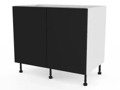 Meuble bas de cuisine avec 2 portes GoodHome Stevia noir L. 100 x H. 72 cm