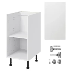 Meuble bas de cuisine avec 1 porte GoodHome Garcinia blanc brillant L. 40 x H. 72 cm