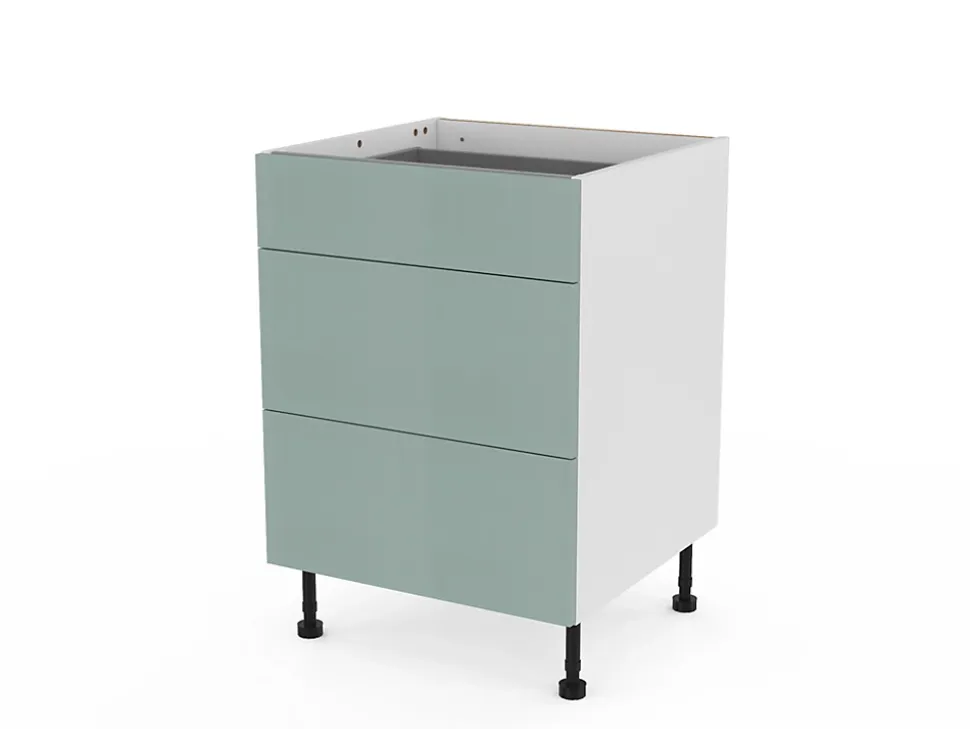 Meuble bas de cuisine avec 1 tiroir et 2 casseroliers GoodHome Stevia vert L. 60 x H. 72 cm